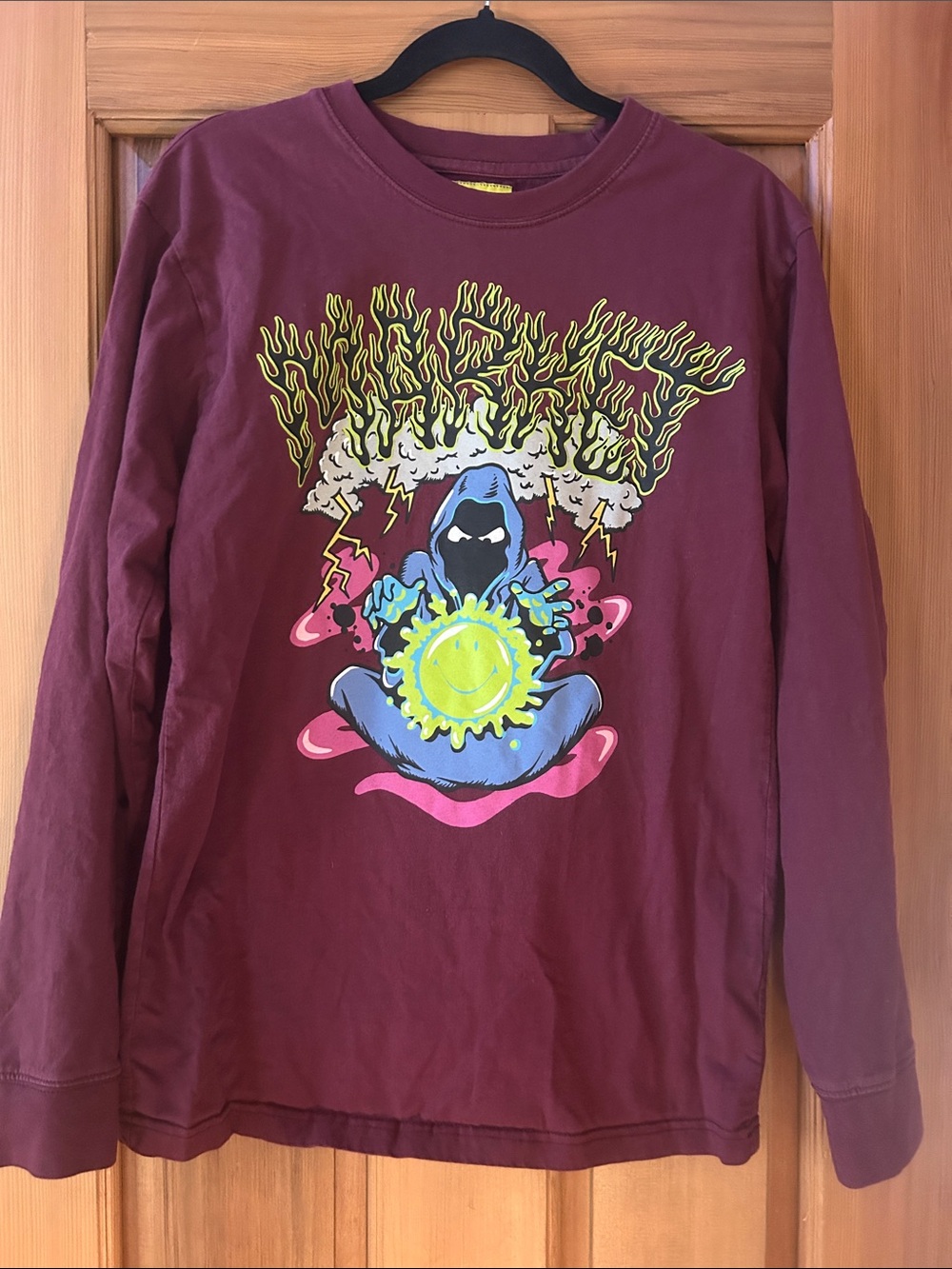 Market Men’s Long-Sleeve Graphic Tee - Maroon with Neon Print
